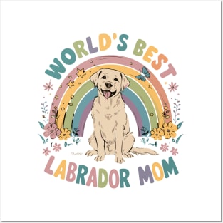 World's Best Labrador Mom Colorful Rainbow Floral Posters and Art